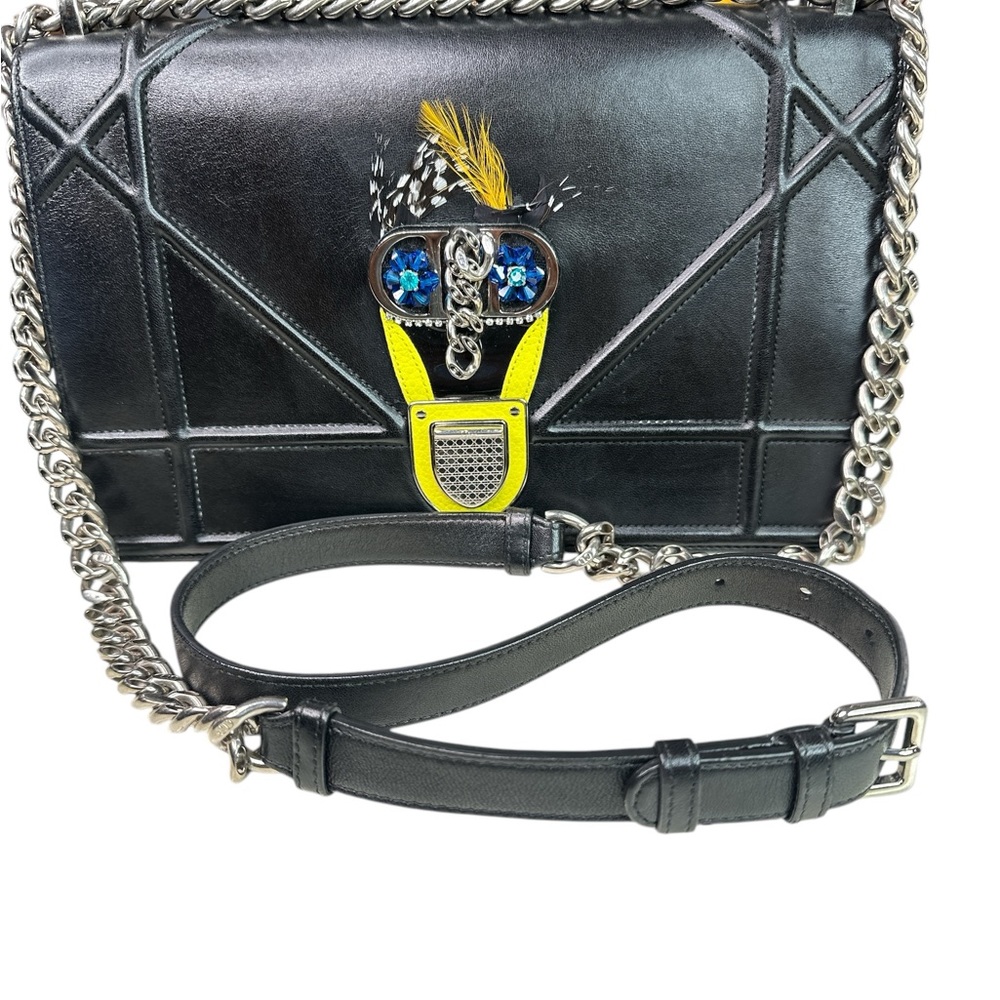 Dior Diorama lamb  in Black Leather Chain Shoulder Bag